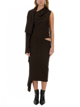 Courreges - Brown One Shoulder Midi Dress (XS)