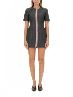 MSGM - Grey Checks Round Neck Mini Dress (M)