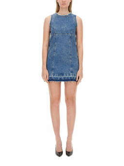 Moschino - Denim Solid Round Neck Mini Dress