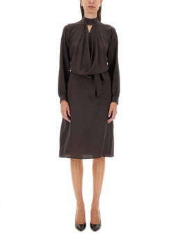 Kiton - Dark Brown Mock Collar Dress