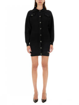 Moschino - Black Shirt Collar Mini Dress
