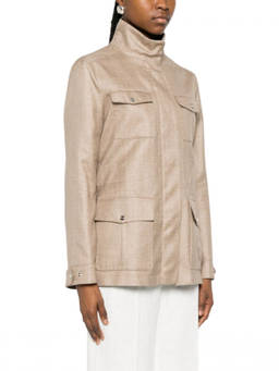 Herno - Beige High-Collar Jacket