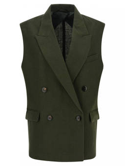 Max Mara - Green Solid Peaked Lapel Jacket