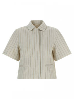 Max Mara - Beige Stripes Shirt Collar Jacket