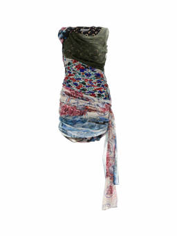 Marine Serre - Multicolor Silk Scarves Draped Dress (S)