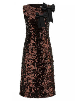 Ganni - Brown Velvet Sequins Straight Midi dress
