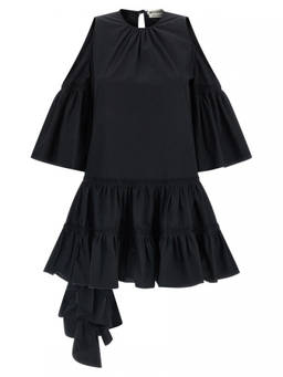 JW Anderson - Black Crew Neck Ruffles Mini Dress