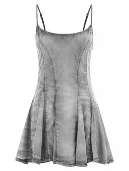 Diesel - Grey Round Neck Logo Mini Dress (XS)