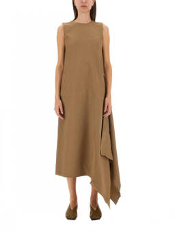 Uma Wang - Beige Round Neck Midi Dress (M)