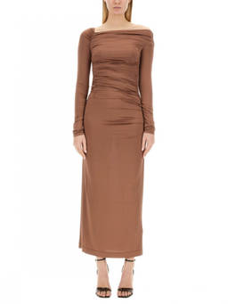 Helmut Lang - Beige Off Shoulder Maxi Dress (S)