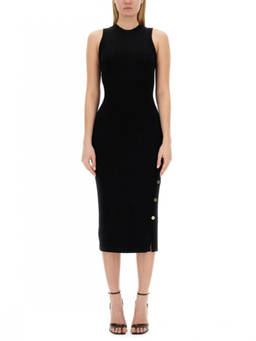 Moschino - Black Round Neck Midi Dress (M)