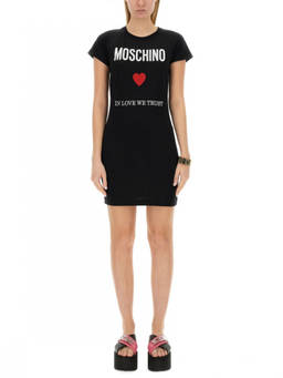 Moschino - Black Graphic Crew Neck Mini Dress (XS)