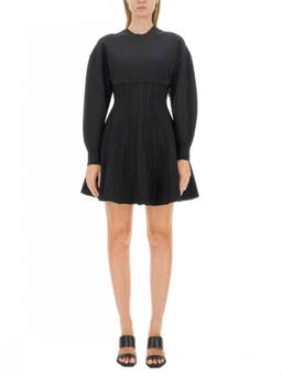 Alexander McQueen - Black Pleated Crew Neck Mini Dress (S)