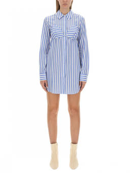Staud - Blue Stripes Shirt Collar Mini Dress (L)