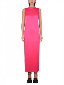 Versace - Fuchsia Mock Collar Maxi Dress