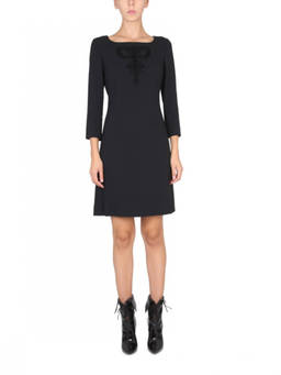 Moschino - Black Embellished Boat Neck Dress