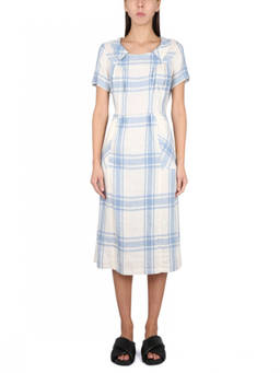Aspesi - Blue Checks Scoop Neck Midi Dress (S)