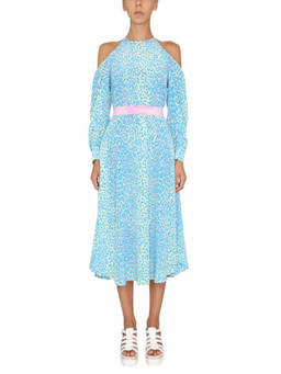 Stella McCartney - Blue Animal Print Round Neck Midi Dress (S)