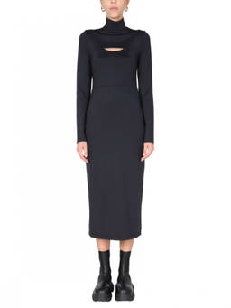 Ambush - Black Solid Turtle Neck Midi Dress (S)