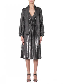 N21 - Silver Embellished V Neck Midi Dress (S)
