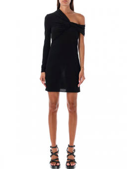 Saint Laurent - Black ONE SHOULDER DRAPED DRESS (XS)