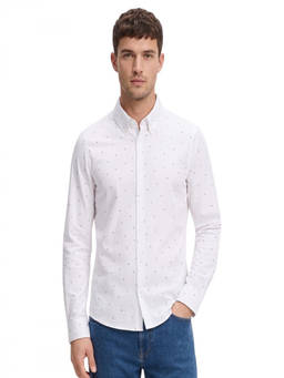 Boss - White Slim Printed Shirt