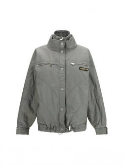 THE ATTICO - Grey Solid Mock Collar Jacket