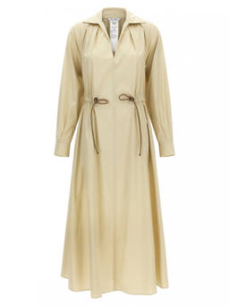 Max Mara - Beige Shirt Collar Maxi Dress