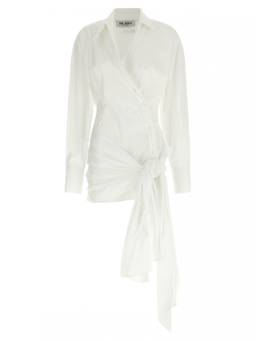 THE ATTICO - White Long Sleeves Knot Mini Dress (XS)