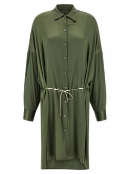 Dries Van Noten - Green Shirt Collar Full Sleeves Dress