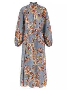 Zimmermann - Light Blue Turtle Neck Floral Maxi Dress