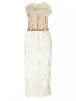 Magda Butrym - White Semi Transparent Lace Midi Dress (M)