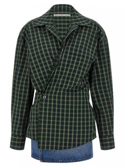 Alexander Wang - Green Shirt Collar Wrap Mini Dress
