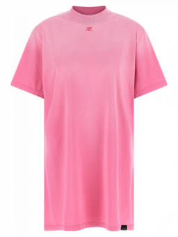 Courreges - Pink Crew Neck T-Shirt Mini Dress
