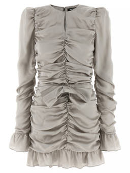 Rotate Birger Christensen - Grey Crew Neck Ruffled Mini Dress