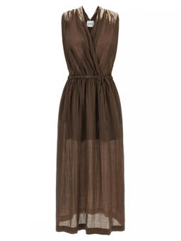 Nude - Brown Crossed V-Neck Maxi Dress (S)
