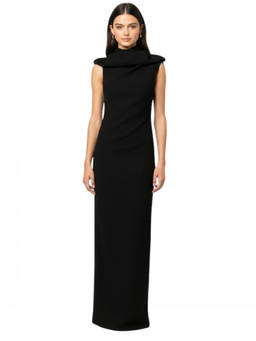 MONOT - Black Solid Hood Full Length Dress