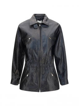 Magda Butrym - Black Solid Shirt Collar Jacket