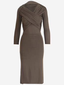 Patou - Taupe Jersey Wrap Midi Dress (XS)