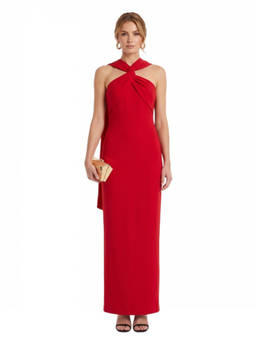 SOLACE London - Red Halter Neck Maxi Dress