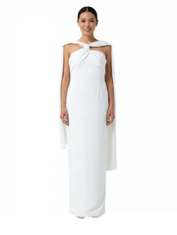 SOLACE London - White Halter Neck Maxi Dress
