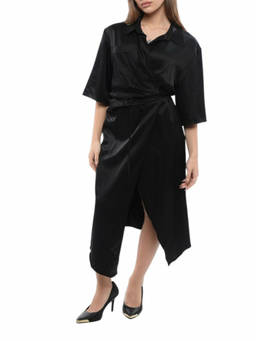 Nanushka - Black Shirt Collar Midi Dress