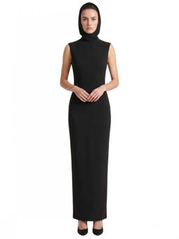 MONOT - Black Solid Hood Maxi Dress