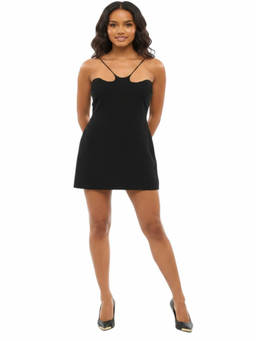 MONOT - Black Halter Neck Mini Dress (M)