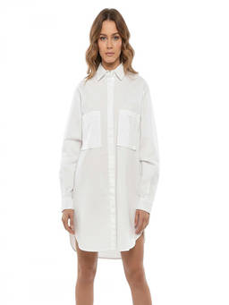 Diesel - White Solid Shirt Collar Mini Dress (XXS)