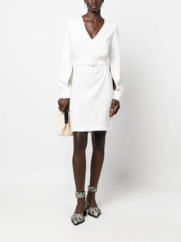 Parosh - White Belted V-Neck Minidress (XS)