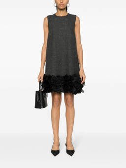 PRADA - Grey Feather-detail Mini Dress
