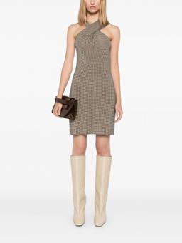 Courreges - Black Beige Criss-cross Jersey Mini Dress