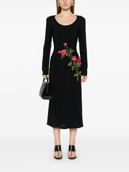 Vivetta - Black floral-embroidered midi dress
