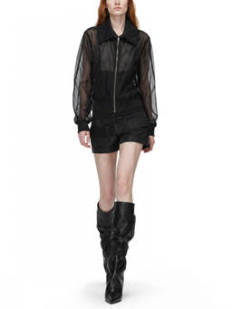 Rick Owens - Black Transparent Shirt Collar Jacket